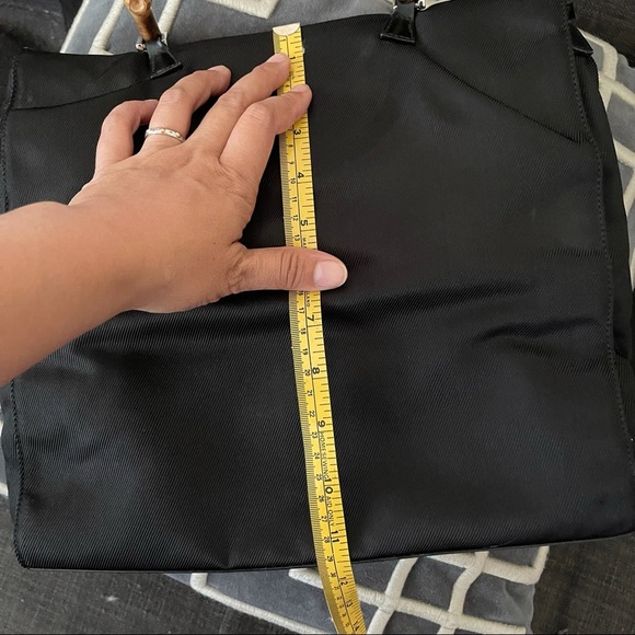 GUCCI 1990s Bamboo Nylon Canvas Bag Black - Picture 12 of 16